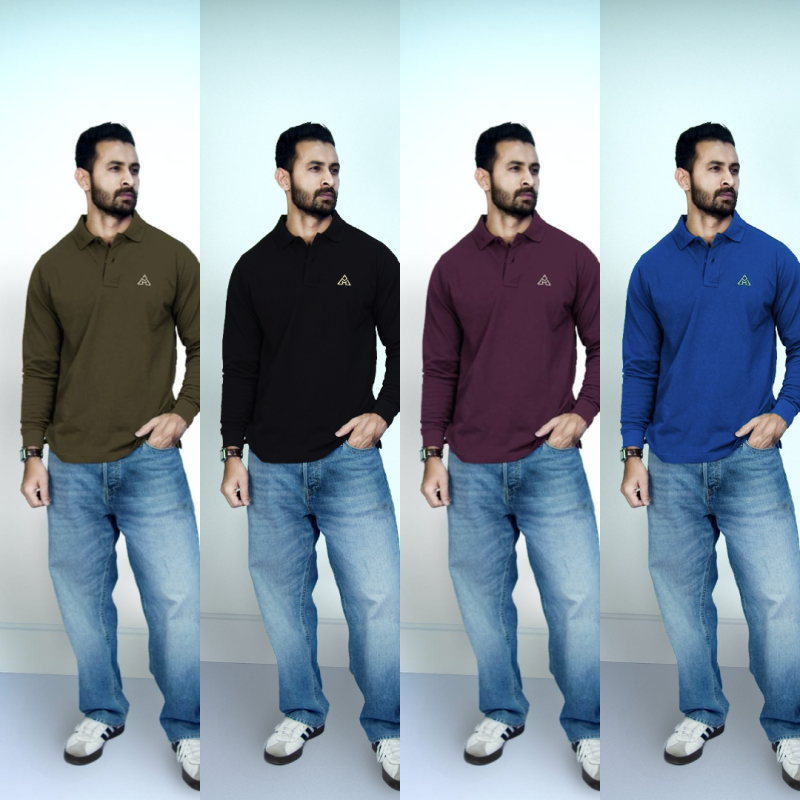Men’s Premium 100% Cotton Pique Polo T-Shirt 4pcs Combo